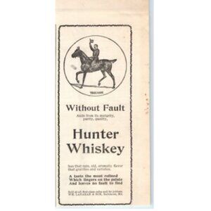 1903 Print Ad WM Lanahan & Son Hunter Whiskey Without Fault The Finest! Horse